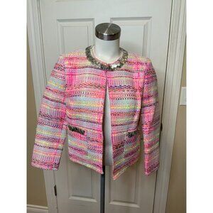 Giada Benincasa Rainbow Tweed Sequin Jacket, Size Small